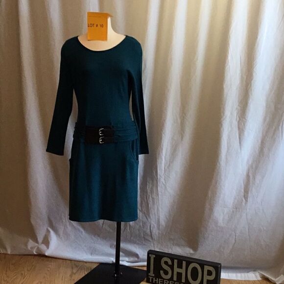 Long sleeve sweater dress by ANNA in medium green - Picture 1 of 8